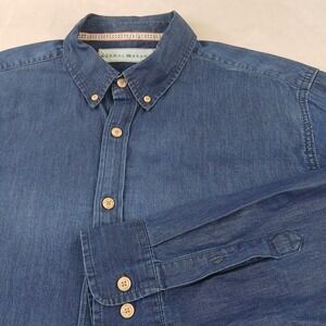 Normal Brand XL Mens Shirt Denim Chambray 24x29 Has Defects‎ Long Sleeve